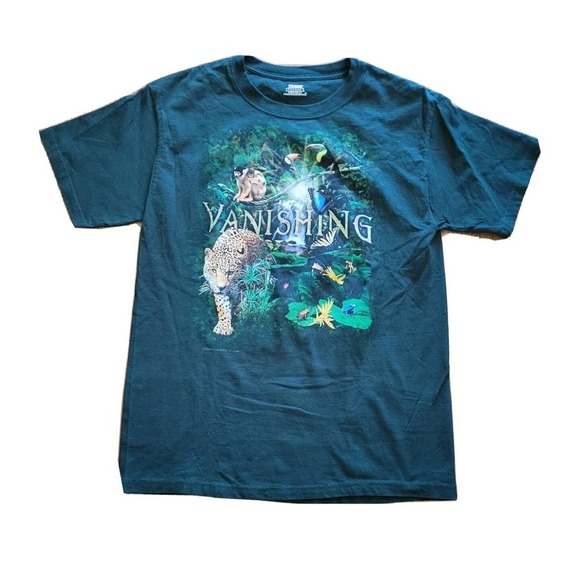 Hanes Tops - Retro Save The Rainforest T Shirt Green Womens Size Medium Hanes Animal Graphic